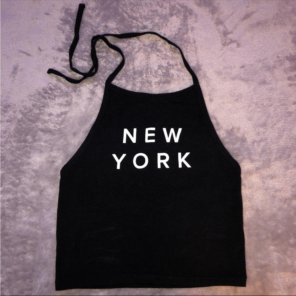 Forever 21 New York black cropped tank top/ top